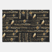 Modern Zwart Wit en Goud Chique Volwassen Hallowee Inpakpapier Vel (Voorkant 2)