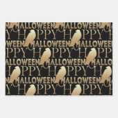 Modern Zwart Wit en Goud Chique Volwassen Hallowee Inpakpapier Vel (Voorkant)