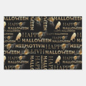 Modern Zwart Wit en Goud Chique Volwassen Hallowee Inpakpapier Vel (Voorkant)