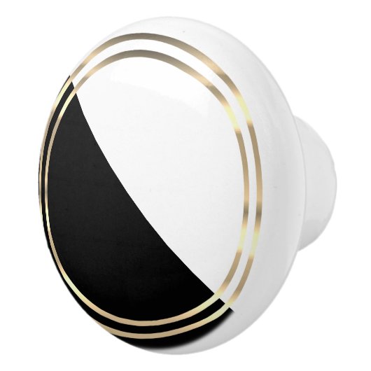 Modern Zwart, Wit en Goud Keramische Knop (Rechts)