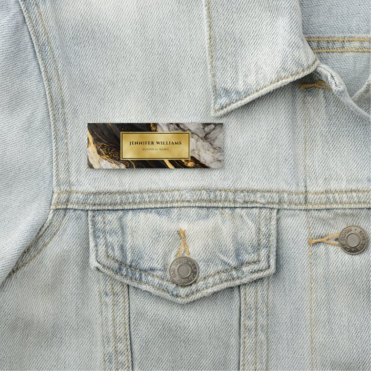 Modern Zwart Wit en Goud Marmer Naamplaatje (In situ)