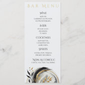 Modern Zwart Wit en Goud Trouwdiner & Bar Menu (Achterkant)