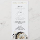 Modern Zwart Wit en Goud Trouwdiner & Bar Menu (Voorkant)