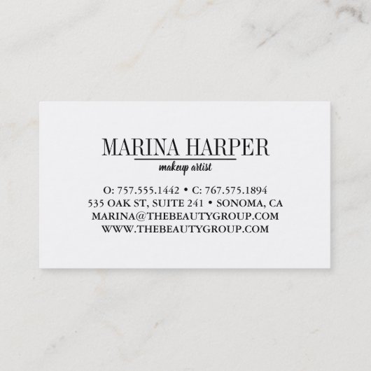 Modern zwart-wit en goud visitekaartje (Achterkant)