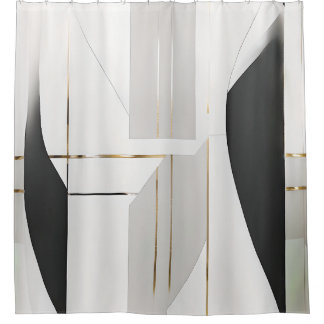 Modern zwart, wit en gouden abstract geometrisch douchegordijn