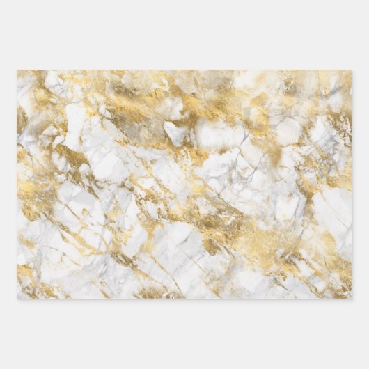 Modern zwart, wit en gouden marmer inpakpapier vel (Voorkant 2)