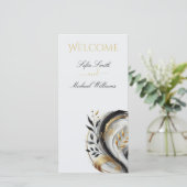 Modern Zwart Wit en Gouden Trouwdag Botanisch- (Staand voorkant)