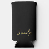 Modern zwart-wit en goudgrafisch script op maat seltzer blikjeskoeler (Voorkant)