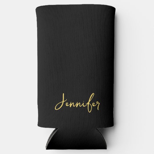Modern zwart-wit en goudgrafisch script op maat seltzer blikjeskoeler (Voorkant)