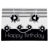 Modern zwart wit en grijs groot cadeauzakje (Voorkant)