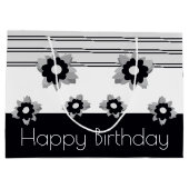 Modern zwart wit en grijs groot cadeauzakje (Achterkant)