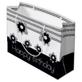 Modern zwart wit en grijs groot cadeauzakje (Achterkant Gekanteld)