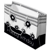 Modern zwart wit en grijs groot cadeauzakje (Voorkant Gekanteld)