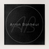 Modern zwart-wit en grijs | Naam kool en monogram Legpuzzel (Verticaal)