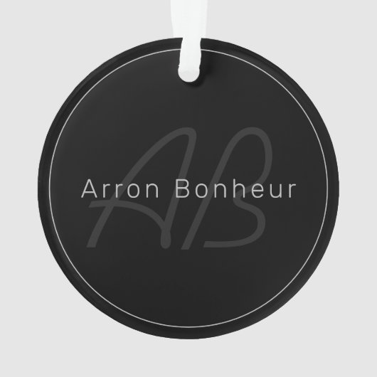 Modern zwart-wit en grijs | Naam kool en monogram Ornament (achterkant)