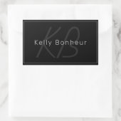 Modern zwart-wit en grijs | Naam kool en monogram Rechthoekige Sticker (Tas)