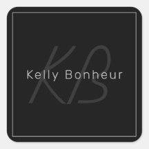 Modern zwart-wit en grijs | Naam kool en monogram