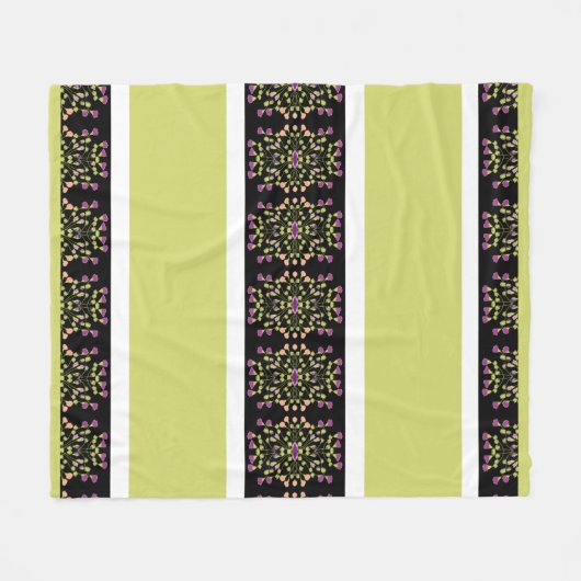Modern zwart wit en groen fleece deken (Voorkant (Horizontaal))