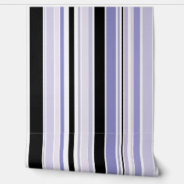 Modern zwart, wit en Lila Paarse strepen Behang