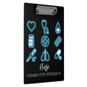 Modern zwart-wit en neon medisch pictogram op maat klembord (Rechts)