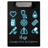 Modern zwart-wit en neon medisch pictogram op maat klembord (Voorkant)