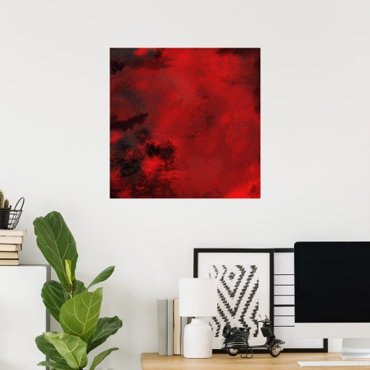 Modern zwart-wit en rood Abstract - creatief en ar Poster (Thuiskantoor)