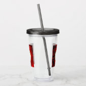 Modern zwart-wit en rood Abstract monogram Acryl Drinkbeker (Links)