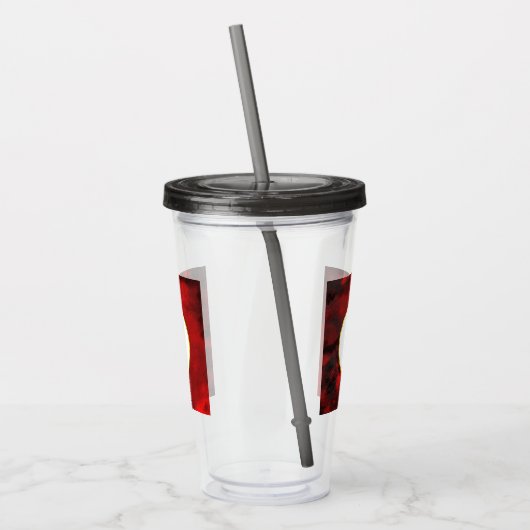 Modern zwart-wit en rood Abstract monogram Acryl Drinkbeker (Links)
