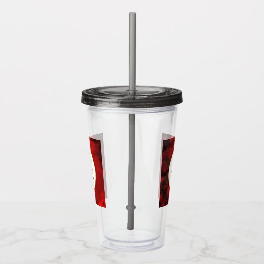 Modern zwart-wit en rood Abstract monogram Acryl Drinkbeker (Rechts)