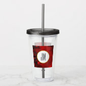 Modern zwart-wit en rood Abstract monogram Acryl Drinkbeker (Voorkant)