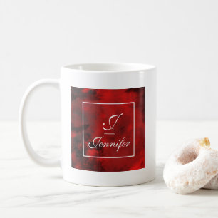 Modern zwart-wit en rood Abstract monogram Koffiemok