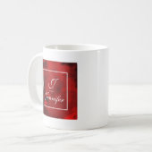 Modern zwart-wit en rood Abstract monogram Koffiemok (Voorkant links)