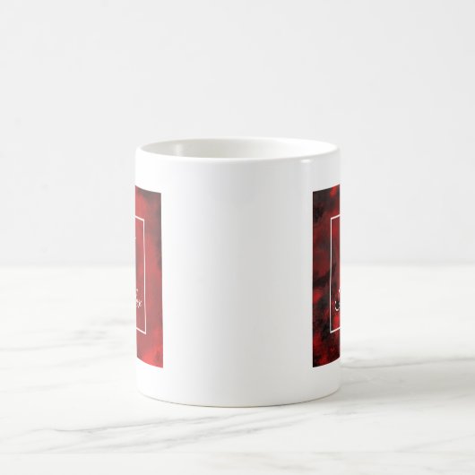 Modern zwart-wit en rood Abstract monogram Koffiemok (Center)