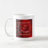 Modern zwart-wit en rood Abstract monogram Koffiemok (Links)