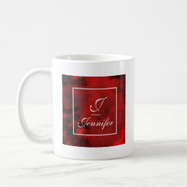 Modern zwart-wit en rood Abstract monogram Koffiemok