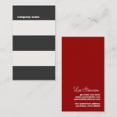 Modern Zwart Wit en Rood Gestreept Visitekaartje (Voorkant / Achterkant)