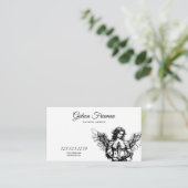 Modern zwart-wit engel Tattoo artiest Visitekaartje (Staand voorkant)