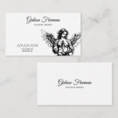 Modern zwart-wit engel Tattoo artiest Visitekaartje (Voorkant / Achterkant)