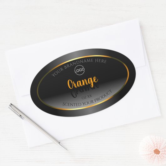 Modern zwart-wit etiket Oranje Lijst Logo (Envelop)