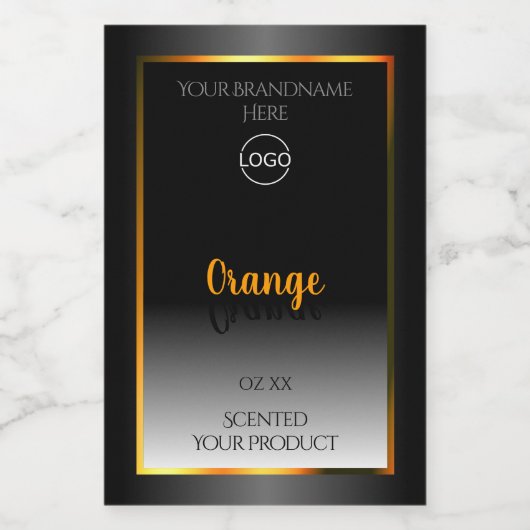 Modern zwart-wit etiket Oranje Lijst Logo (Enkel label)