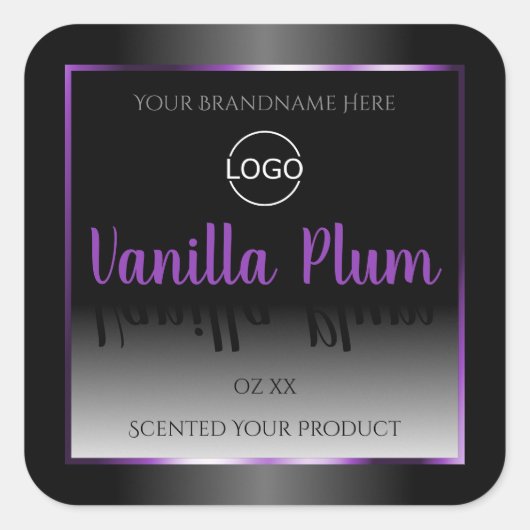 Modern zwart wit etiket Paars Lijst Logo (Voorkant)