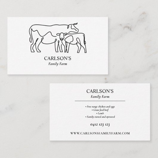 Modern zwart-wit familie Boerderij Visitekaartje (Voorkant / Achterkant)