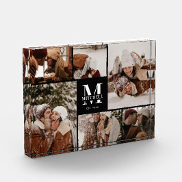 Modern zwart-wit familiefotocollage aandenken fotoblokken