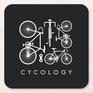 Modern zwart-wit fietspatroon kartonnen onderzetters