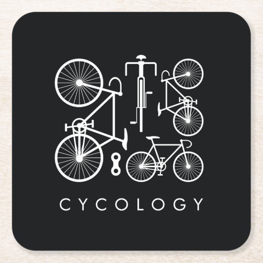 Modern zwart-wit fietspatroon kartonnen onderzetters (Voorkant)