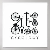 Modern zwart-wit fietspatroon poster (Voorkant)