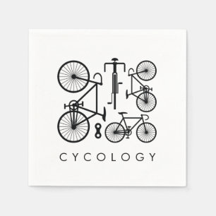 Modern zwart-wit fietspatroon servet