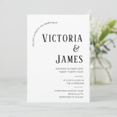 Modern Zwart & Wit Formele Bruiloft Kaart (Staand voorkant)