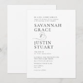 Modern zwart-wit formele bruiloft kaart (Voorkant / Achterkant)