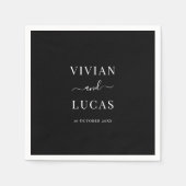 Modern Zwart-wit Formele minimale bruiloft Servet (Voorkant)